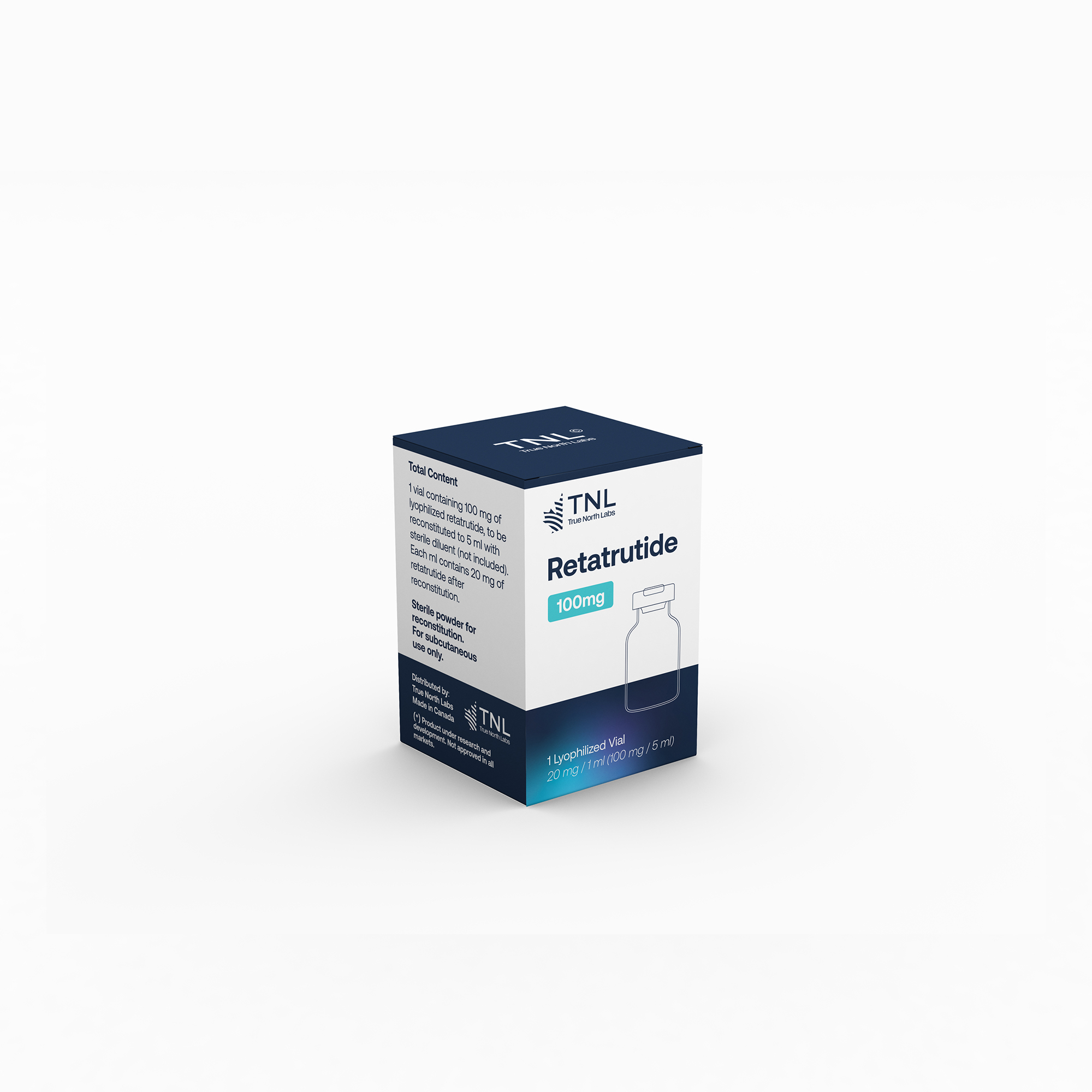 Presentación original de Retatrutide 100 mg, vial liofilizado
