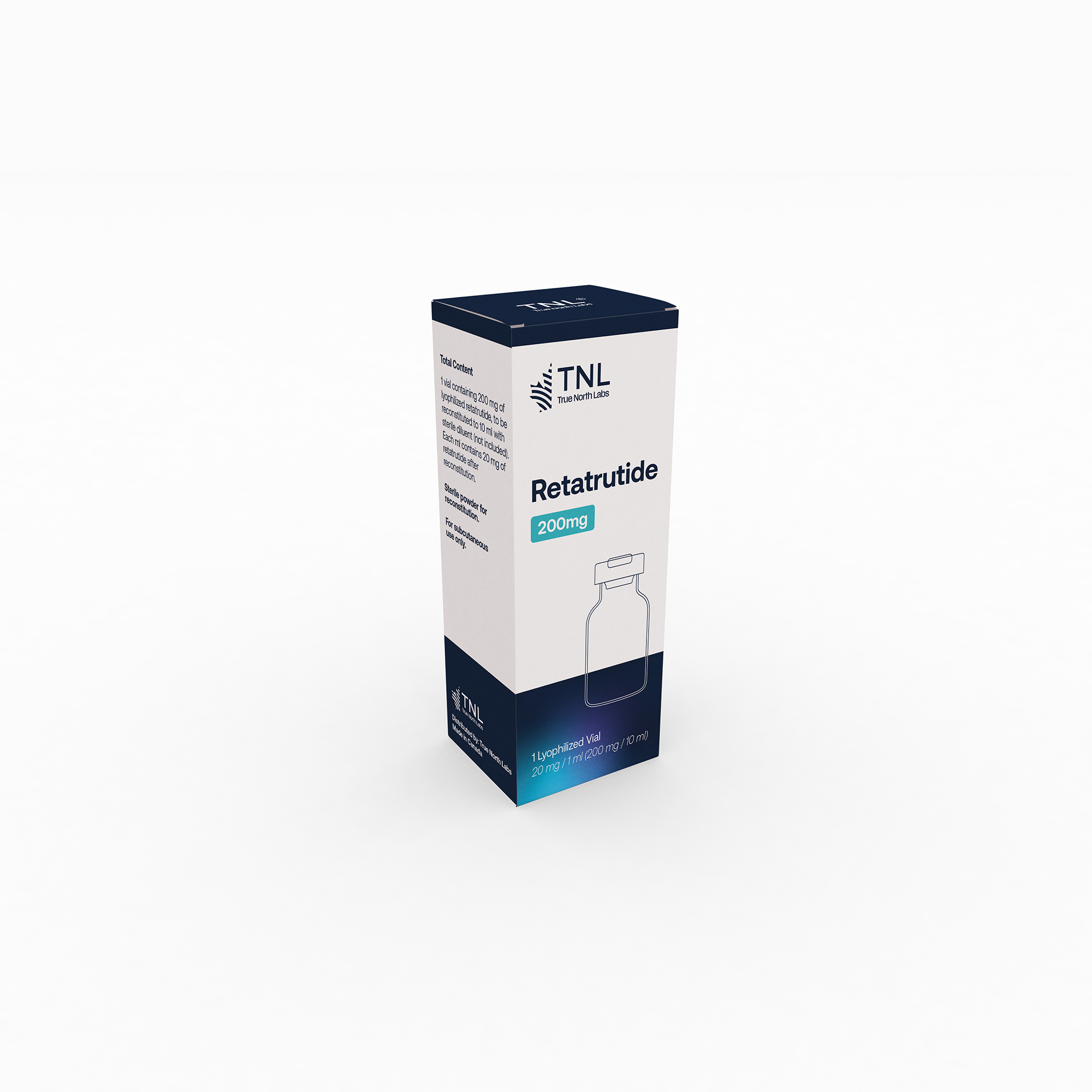 Presentación original de Retatrutide 200 mg, vial liofilizado