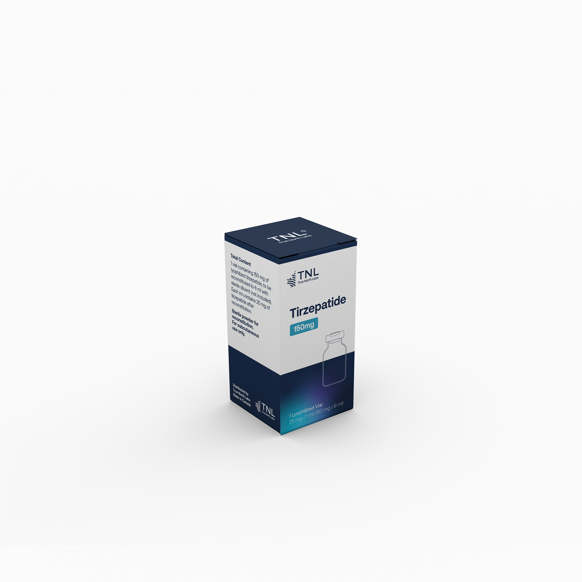 Presentación original de Tirzepatide 150 mg, vial liofilizado